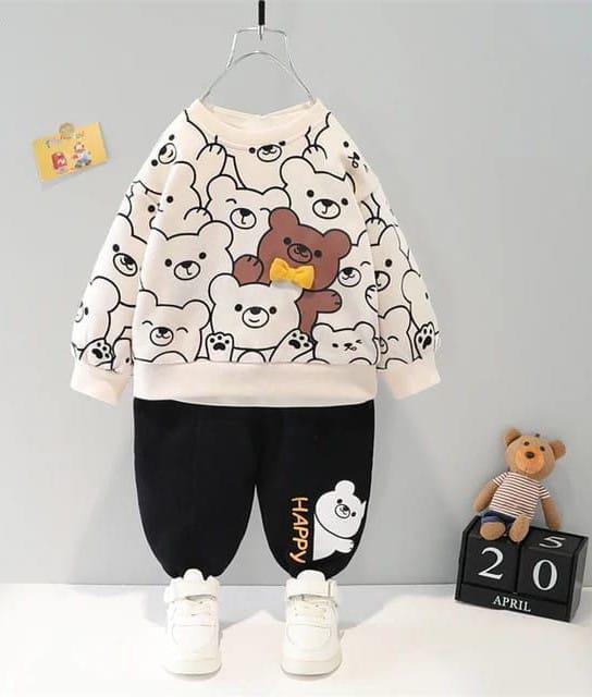 2 Pcs Boy's Fleece Printed Sweatshirt Tracksuit
