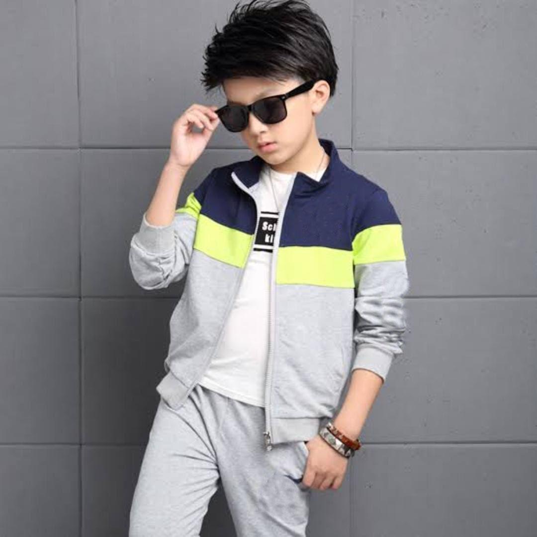 Grey Zipper Tracksuit for Boys