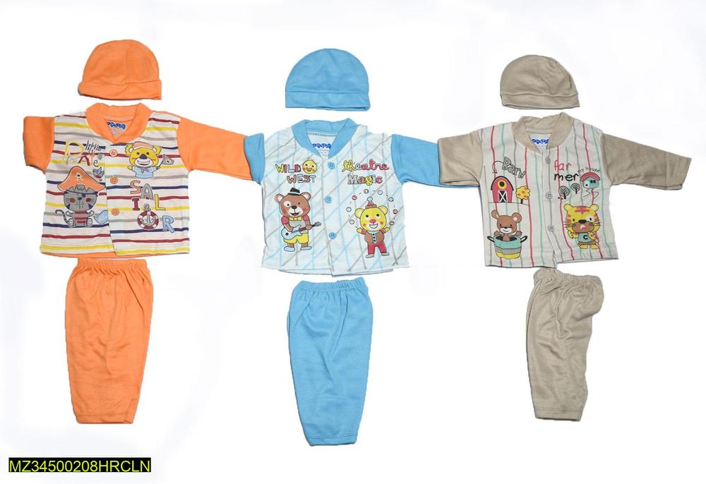3 Pcs New Born Baby Boy Suits - Pack Of 3