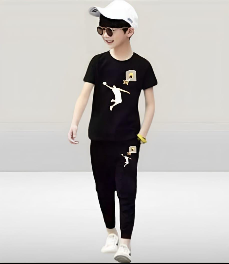 Stylish Boy's Tracksuit Set Micro Printed Outfit