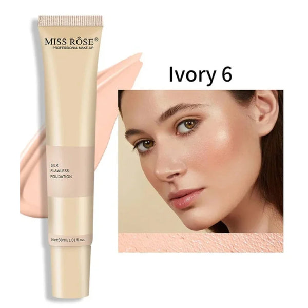 Ivory 6 | Miss Rose Silk Flawless Foundation | Long-Lasting Lightweight Liquid Foundation with Natural Radiant Finish
