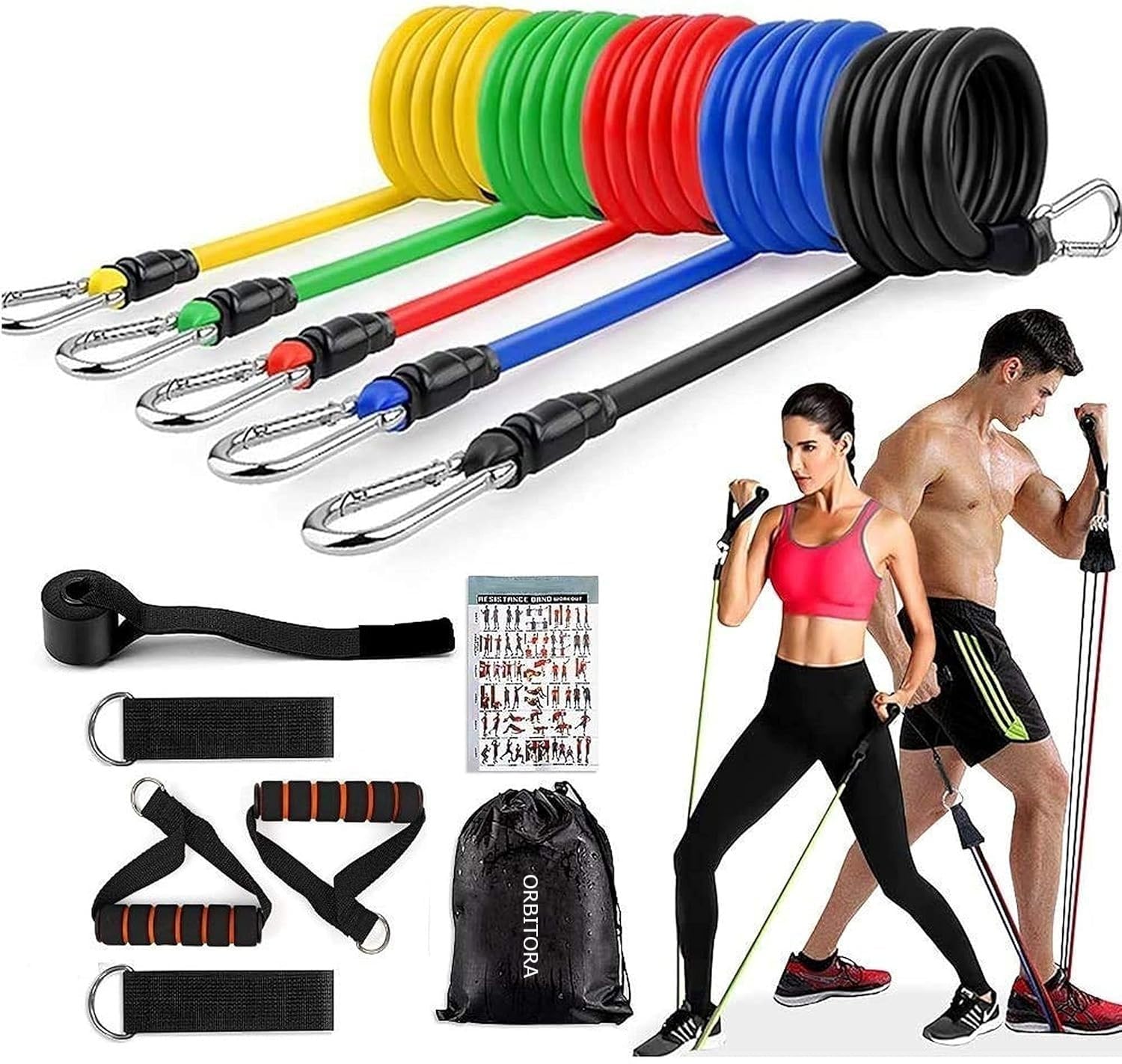 Gym Belt with Box | 5-in-1 Power Exercise Resistance Band Set – Adjustable Fitness Equipment for All