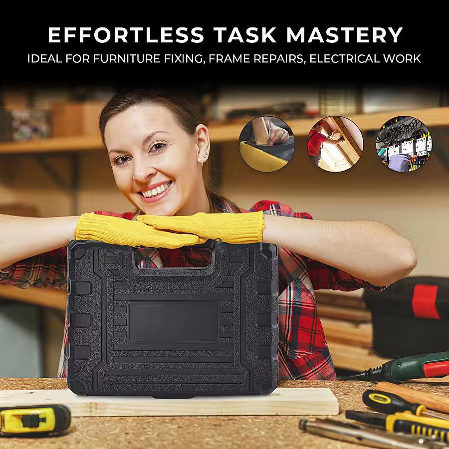 47-Piece Foldable Wireless Electric Screwdriver Kit with Adjustable Torque & USB Charging