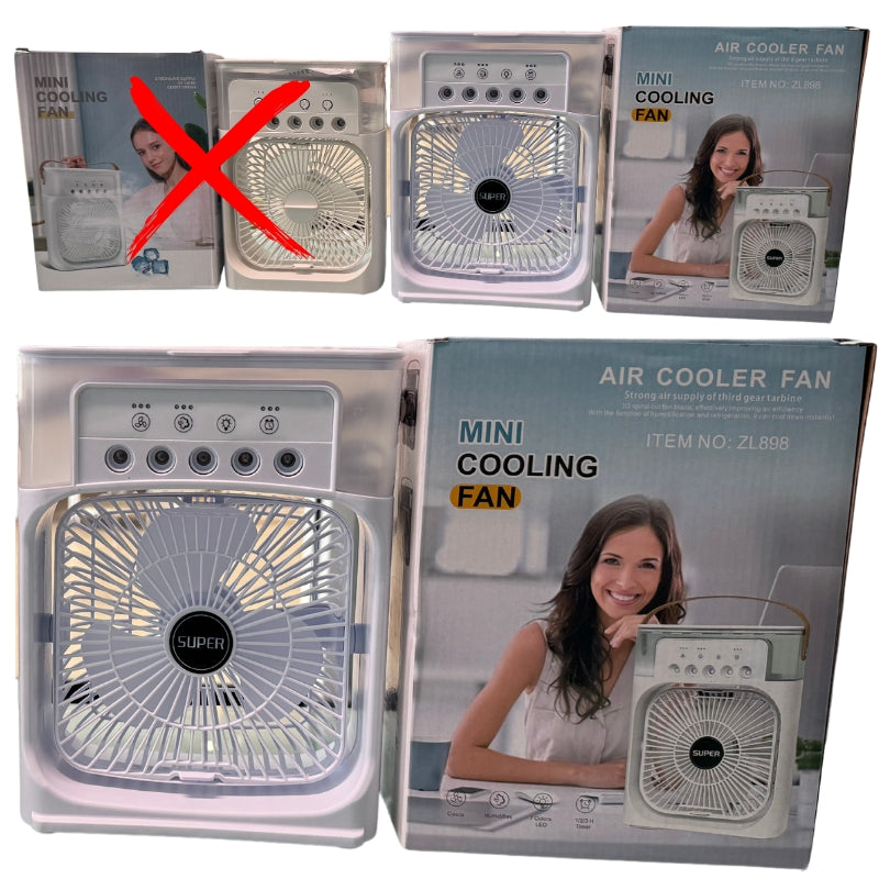 10 Inches | Large Size Portable Air Conditioner Fan | Usb Electric Fan With Led Night Light, Fine Mist Water, And Humidifier Function | Led Night Light Water Mist | Random Color