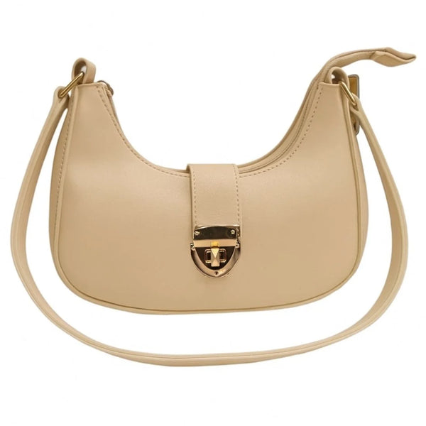 Crescent Leather Luxury Shoulder Bag for Women | Skin Color
