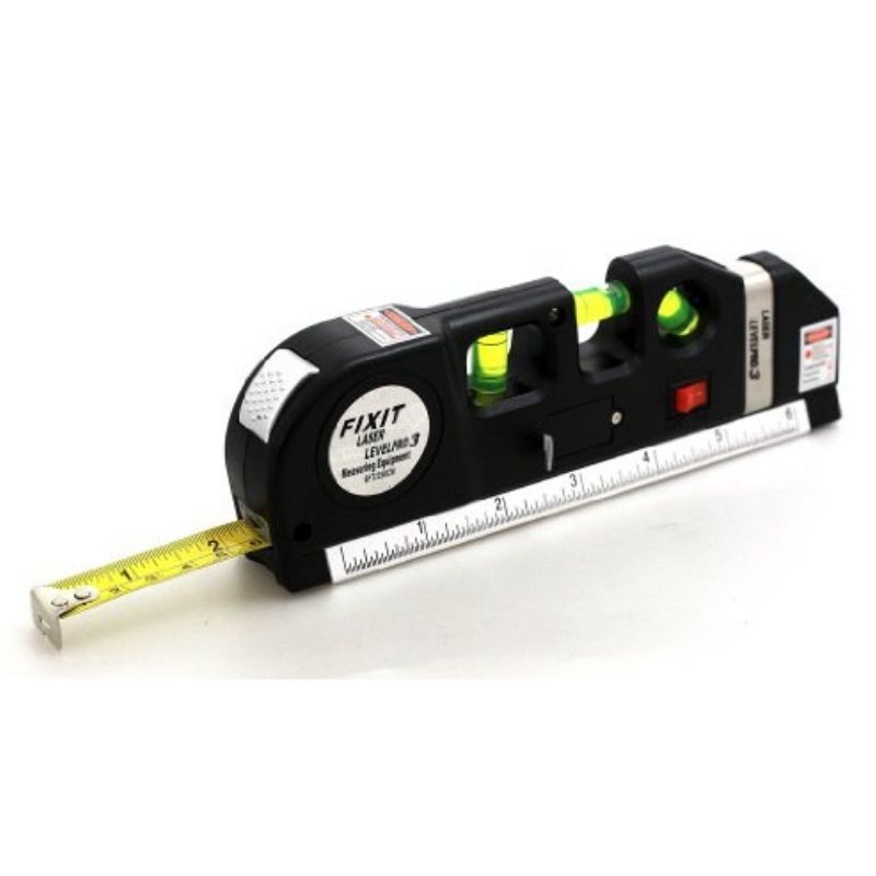 Laser Level Pro3 Multipurpose Tool | Vertical, Cross Line & Measuring Tape with Rulers