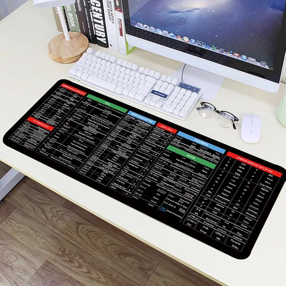 Large Excel Shortcut Keyboard Mouse Pad & Desk Mat 30×80cm | Extended Non-Slip Office Table Mat for Work Study Gaming